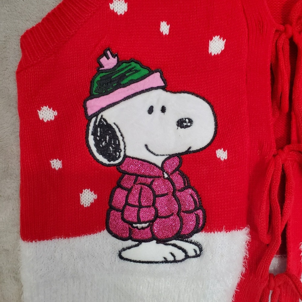 Peanuts Snoopy Christmas Sweater Vest Womens Size M Ugly Holiday Red NWT - Picture 2 of 7